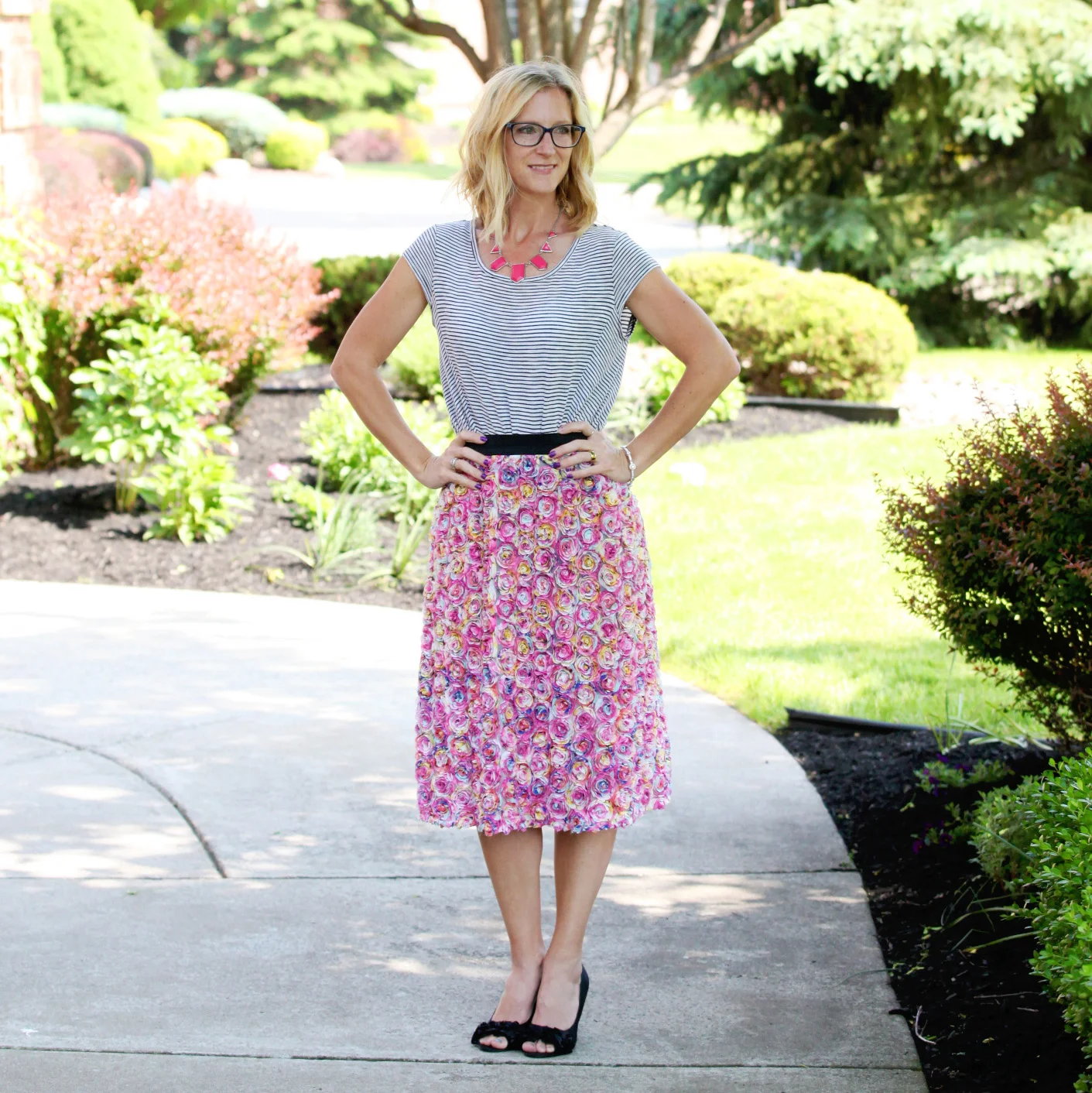 Flowers With Stripes - WIW To Church Linkup 3