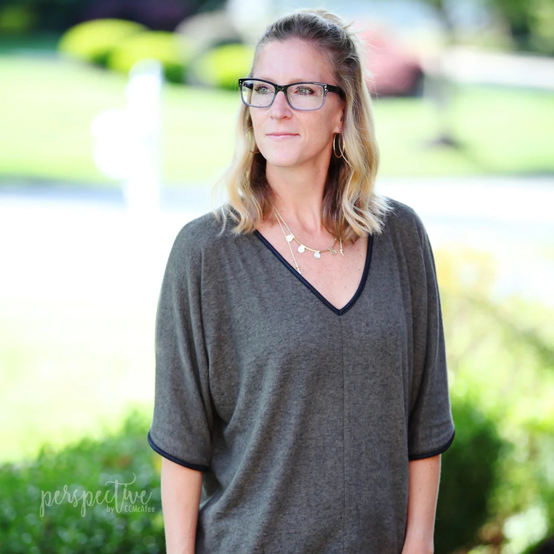 Olive Top with Shorts - Fall Transition Fashion