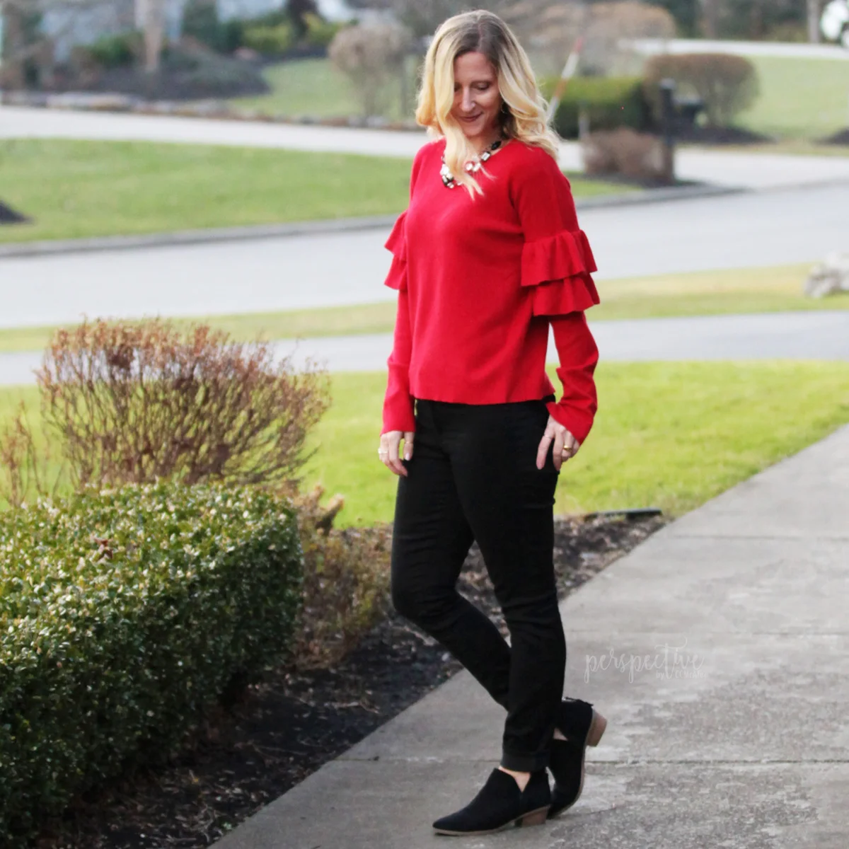 Red Ruffle Sweater