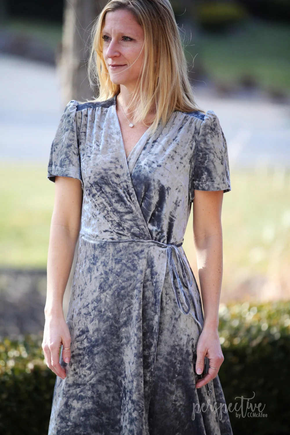 Perspective by CCMcAfee Velvet Wrap Dress - WEARING Perspective by CCMcAfee Velvet Wrap Dress - WEARING