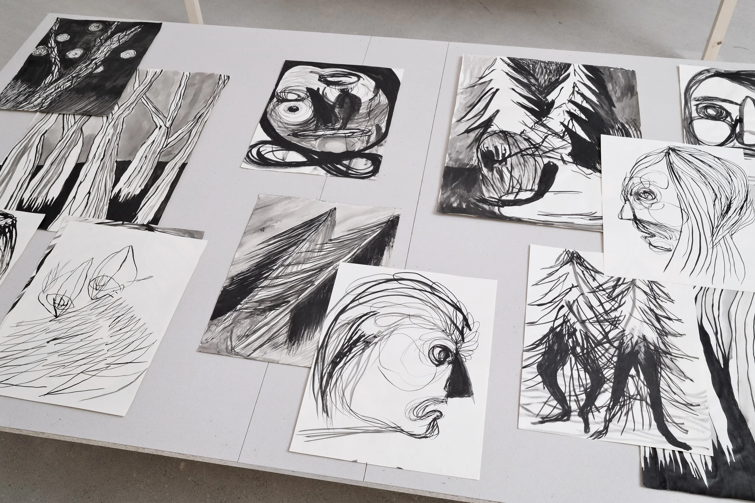   Serie Im Wald  2016 / Tusche auf Papier 