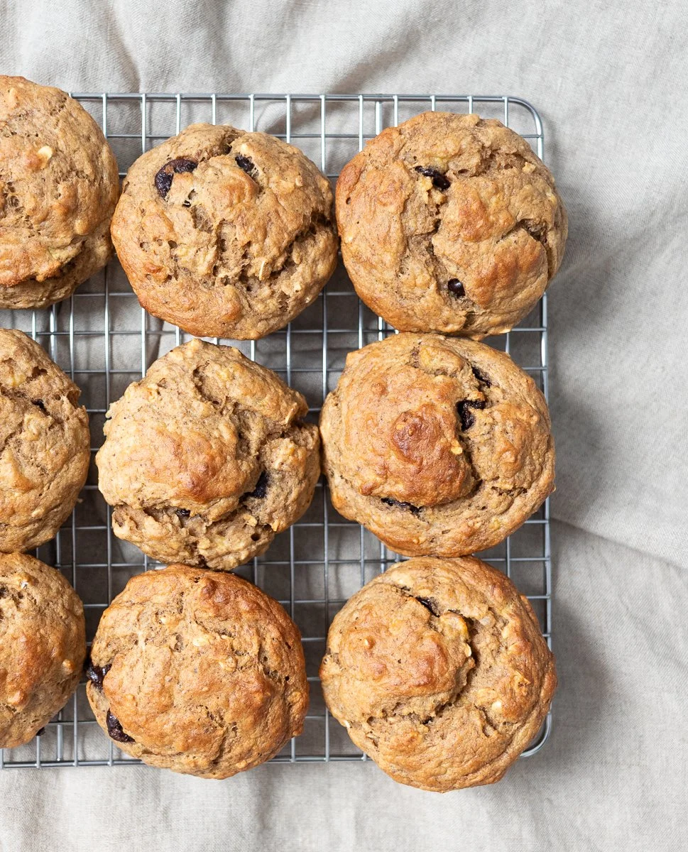 Banana Oat Muffins (With Chocolate Chips)