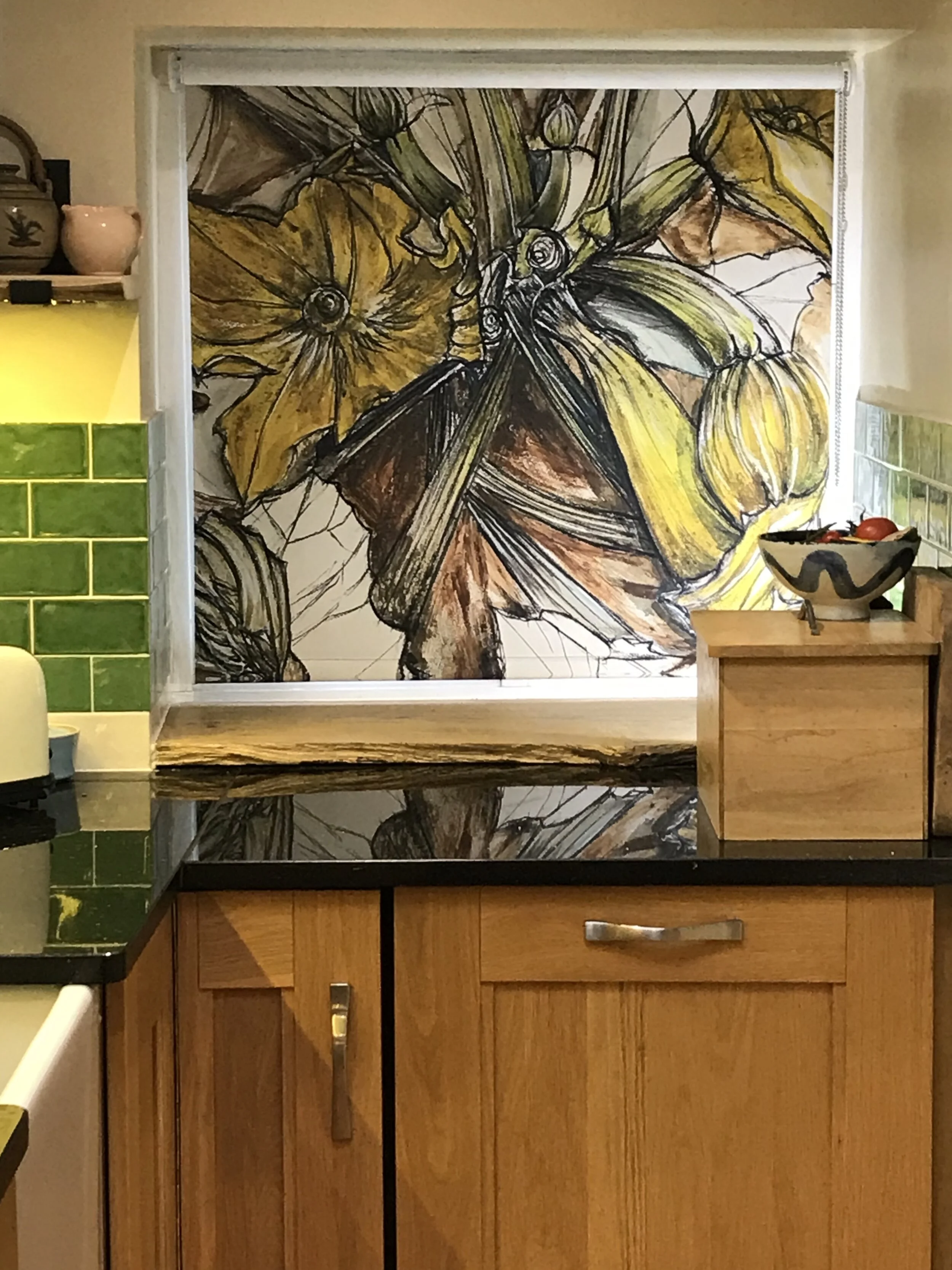 Courgette flower roller blind...