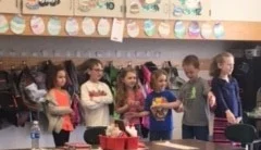 Killbuck 1st graders work on gathering sunlight, water, and nutrients to help their trees survive.