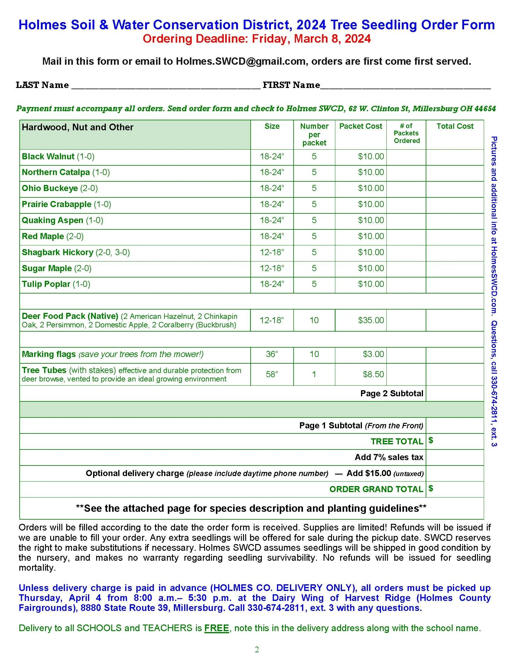 Tree Sale 2024 — Holmes Soil & Water Conservation District