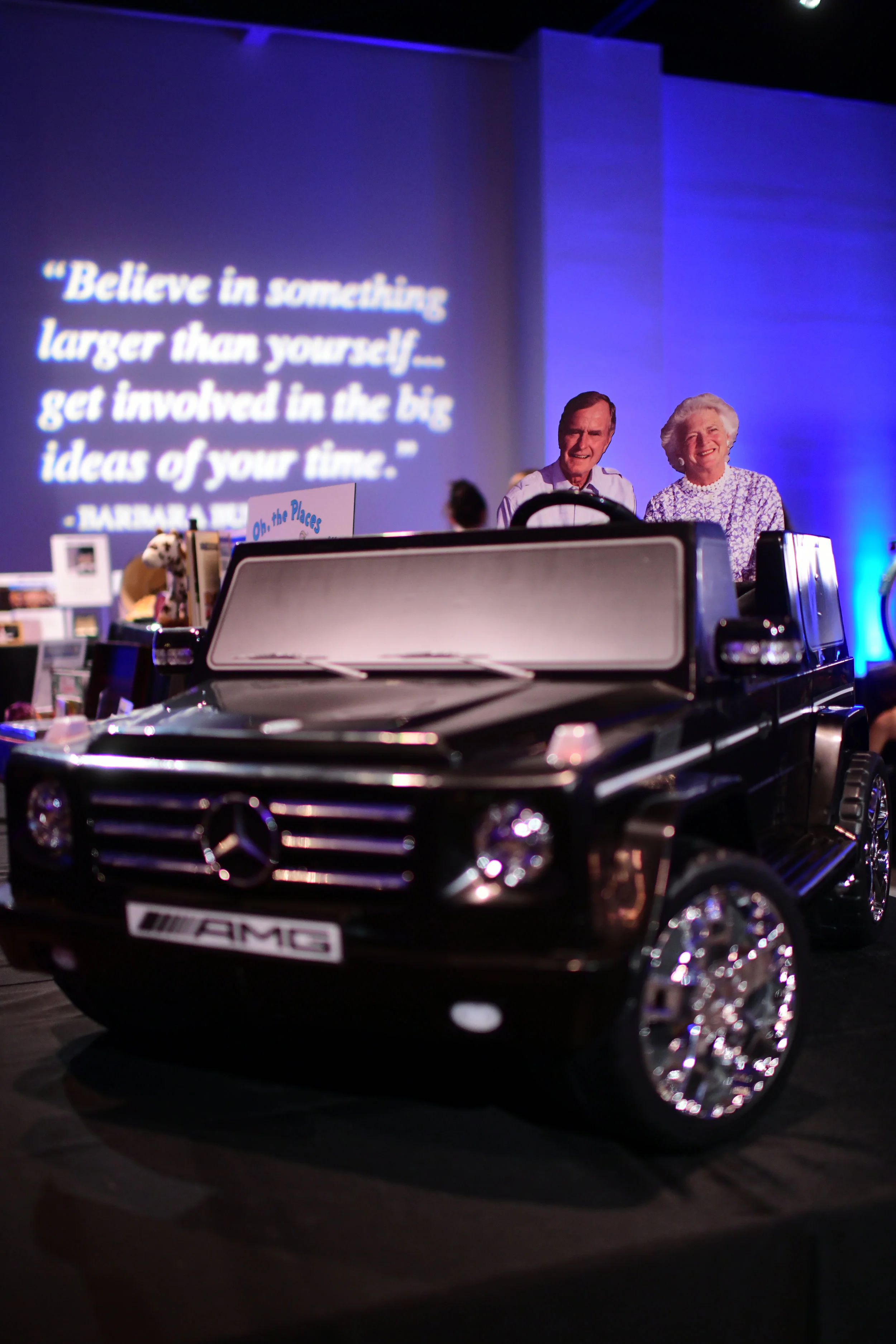 Mercedes Kid's Car in the Silent Auction Featuring George H W and Barbara Bush in the Back Seat; Photo by Daniel Ortiz.jpg