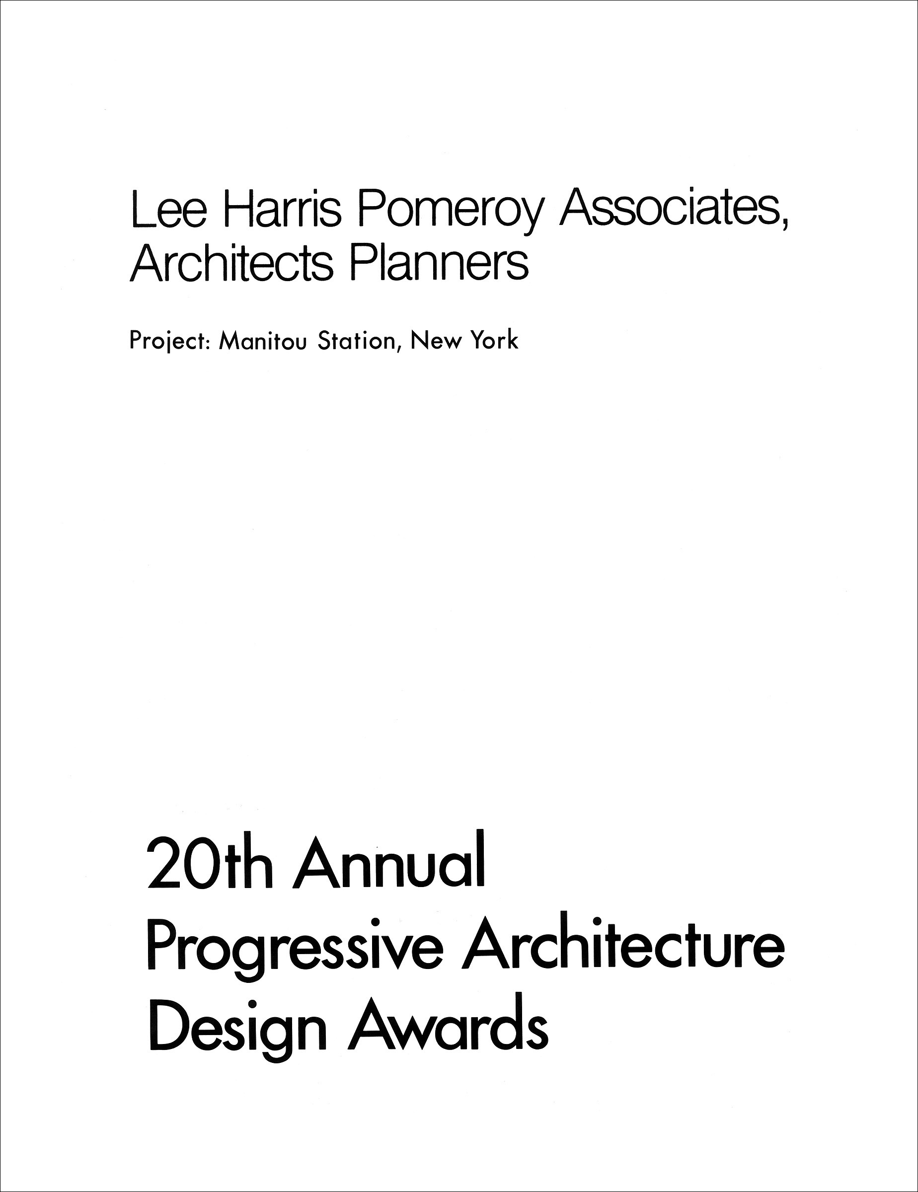 20th Annual Progressive Architecture Design Awards: Manitou Station