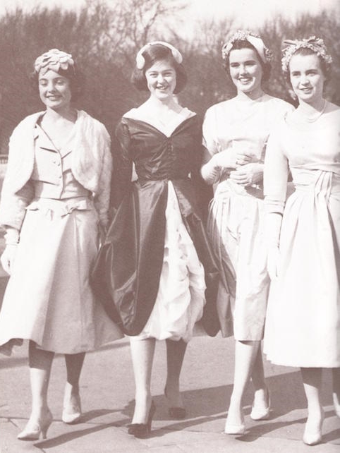 The last Palace presentation was held in 1958; four debutantes smilingly offer themselves up as upper-class wife material.