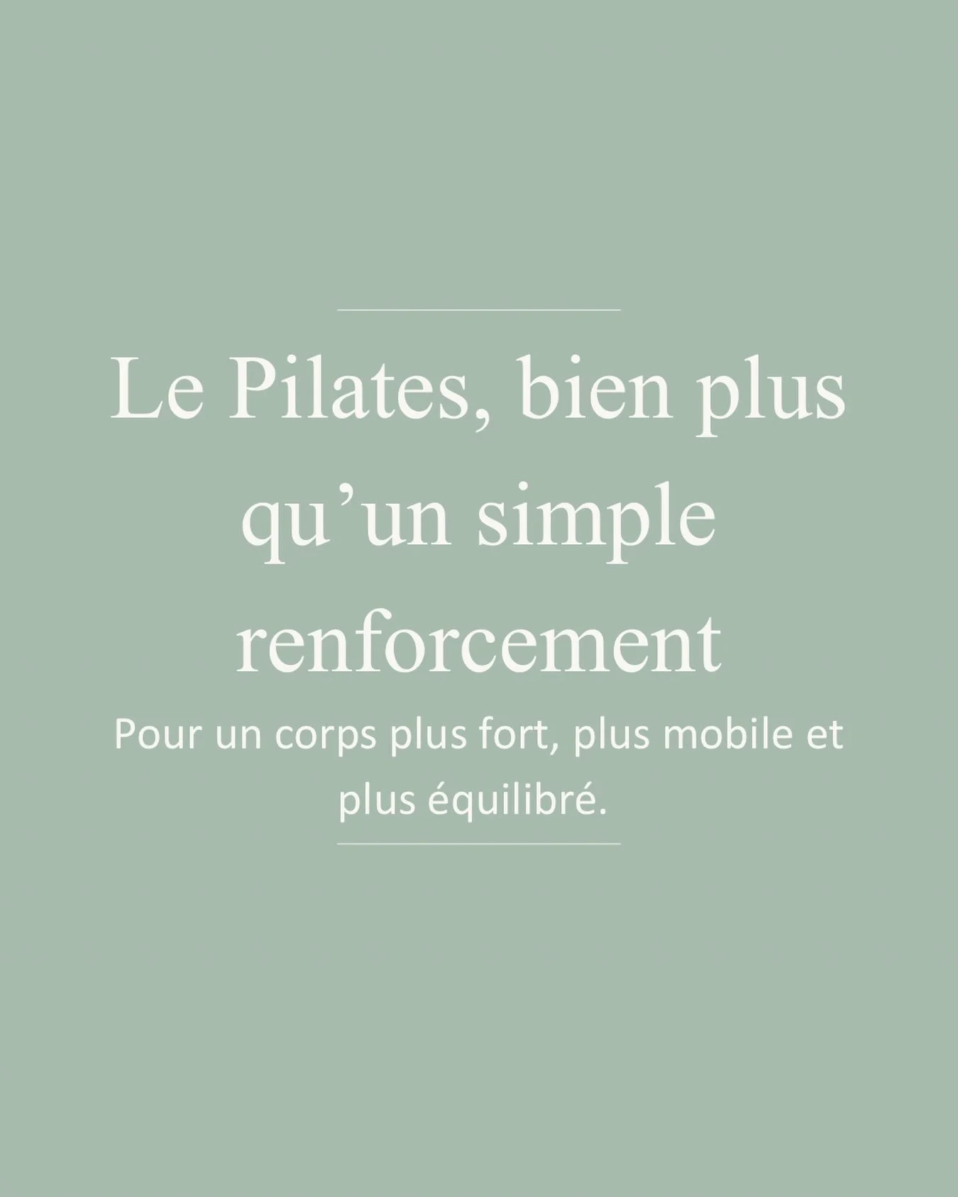 Le Pilates, ce n&rsquo;est pas seulement renforcer son corps.
C&rsquo;est apprendre &agrave; mieux bouger.
Au fil des s&eacute;ances, on d&eacute;veloppe de la force, mais aussi de l&rsquo;&eacute;quilibre, de la coordination, de la mobilit&eacute; e