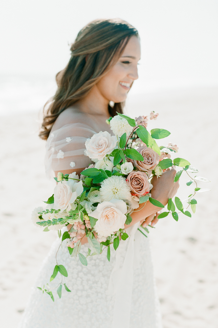 Coral Bridal Bouquet by AvaFloral Gurney's Montauk Wedding Photos