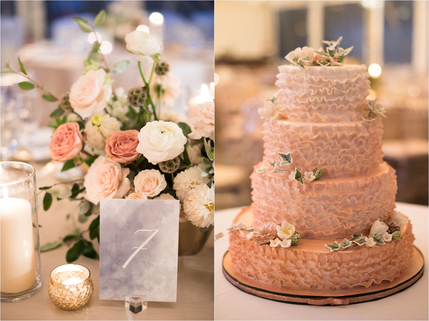 Peach Ruffle Wedding Cake