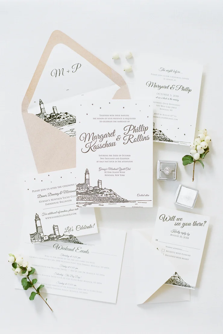 White Wedding Invitations by Pixie Chicago