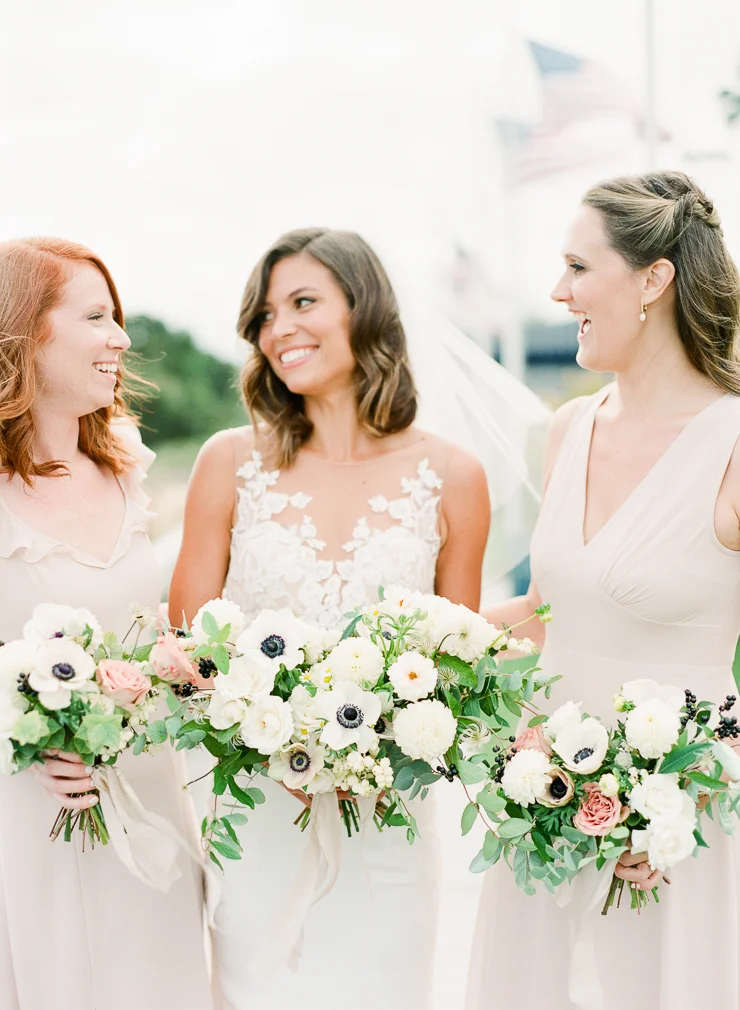 Laughing Bride and Bridesmaids Gurneys Star Island Wedding Photos