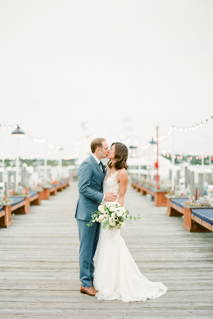 Bride and Groom Photos on Docks at Gurneys Montauk Star Island Resort