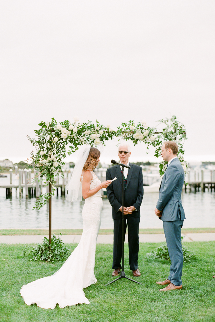 Bride and Groom Exchanging Wedding Vows at Gurneys Star Island