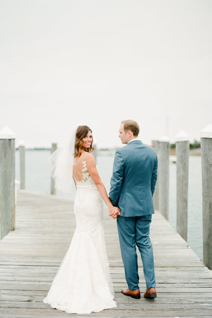 Bride and Groom Photos on Docks at Gurneys Montauk Star Island Resort