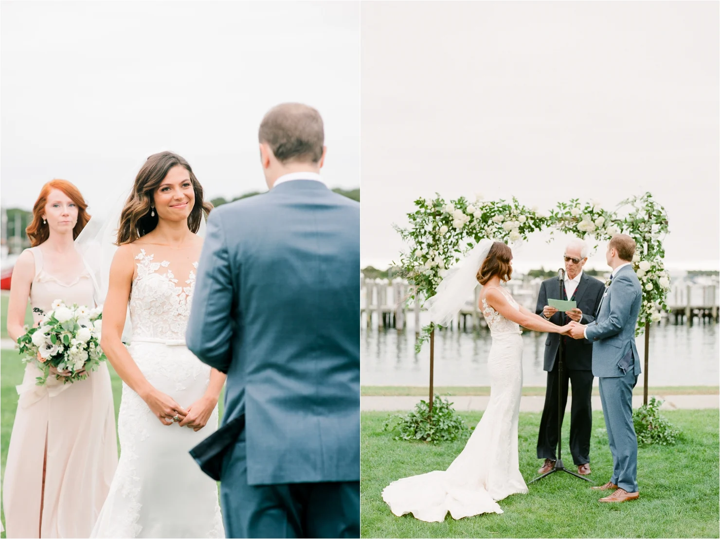 Bride and Groom getting married outside at Gurneys Montauk Start Island Resort