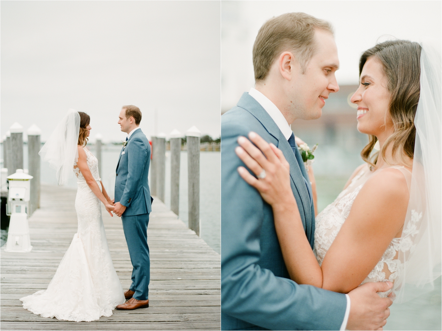 Bride and Groom Photos on Docks at Gurneys Montauk Star Island Resort