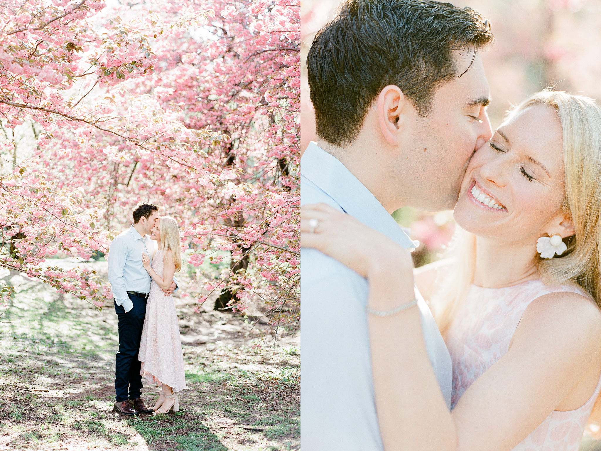 Central Park Cherry Blossoms Engagement Photos