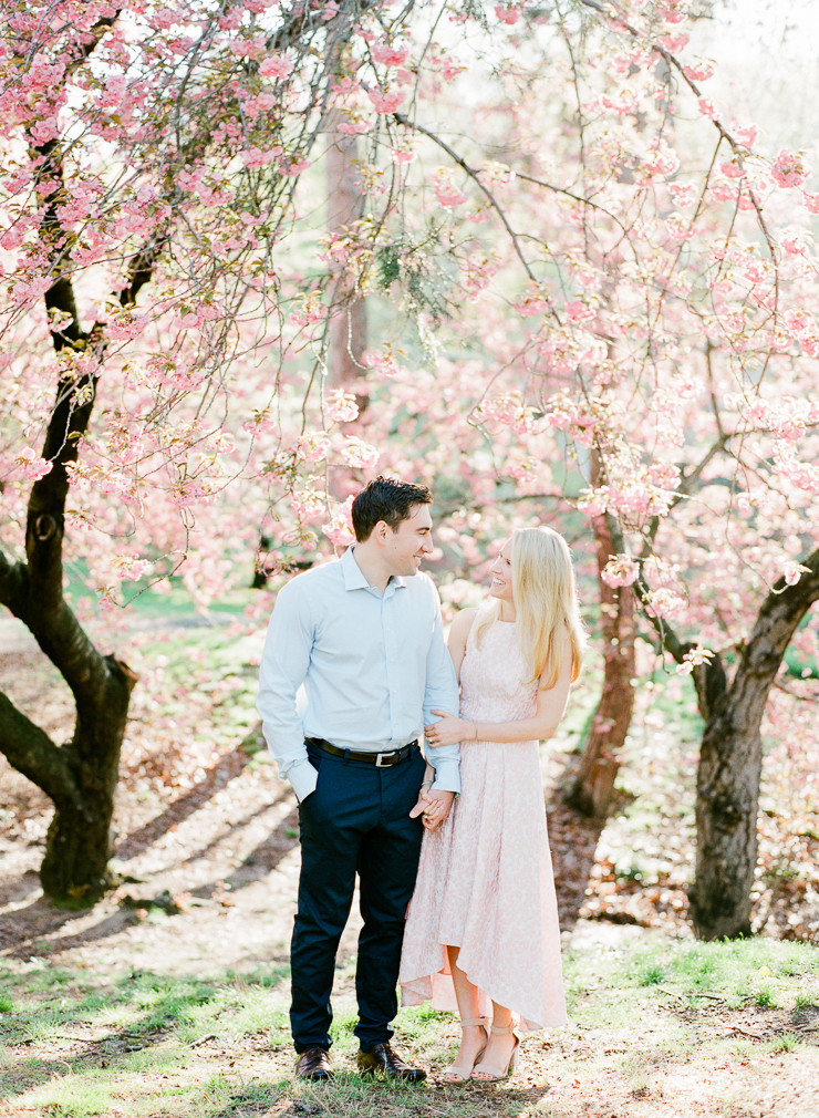 Spring Cherry Blossom Engagement Pictures in Central Park NYC