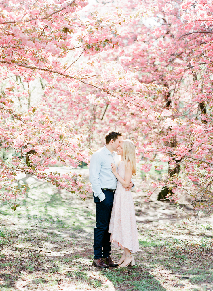 Spring Cherry Blossom Engagement Photos in Central Park NYC