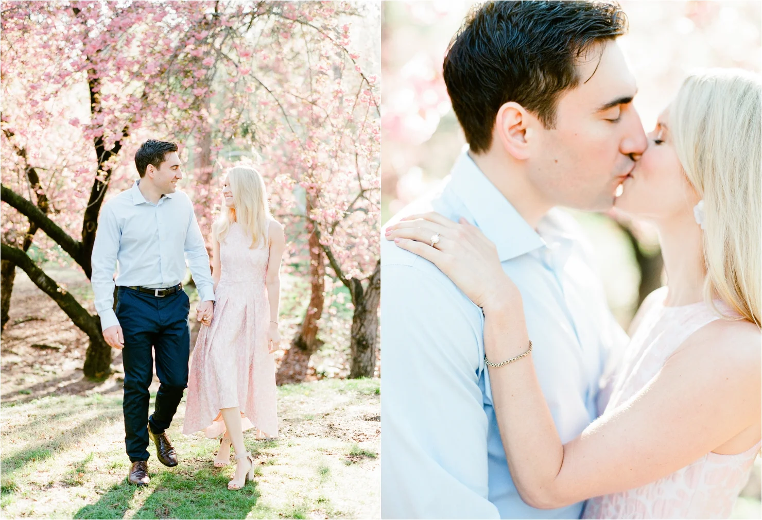Spring Cherry Blossom Engagement Pictures in Central Park NYC