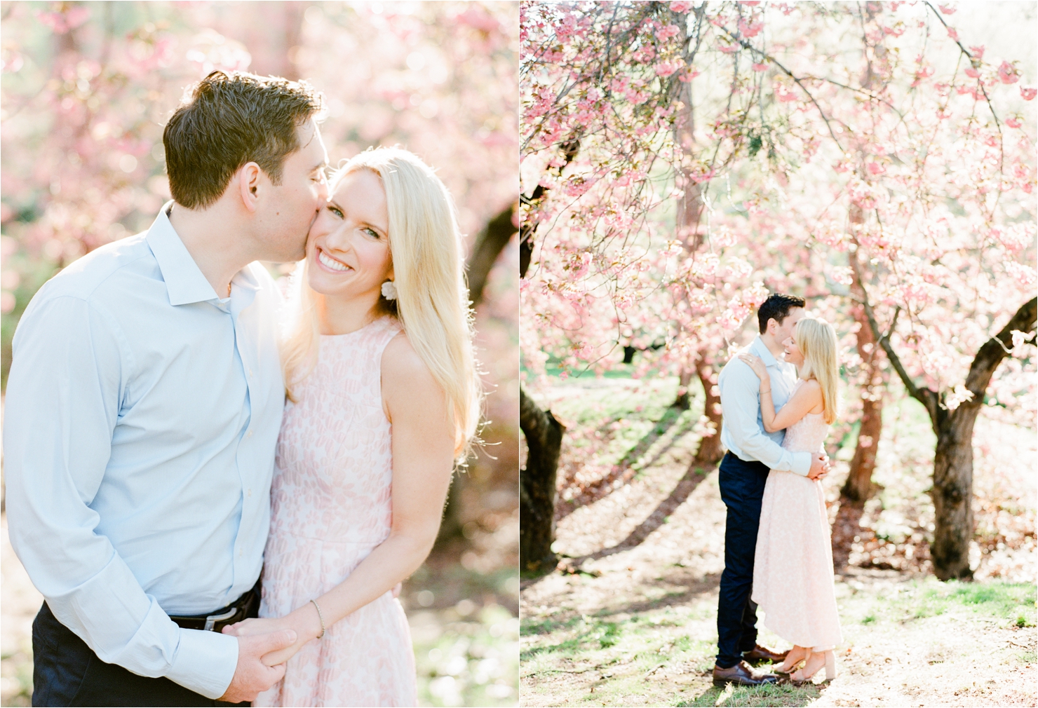 Spring Cherry Blossom Engagement Pictures in Central Park NYC