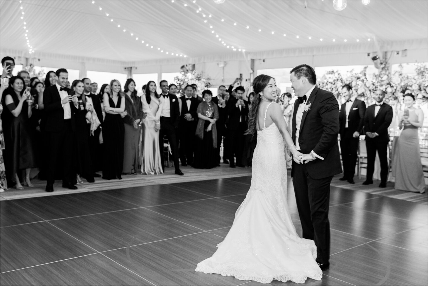 Bride and Groom First Dance in Tented Wedding at Gurney's Montauk