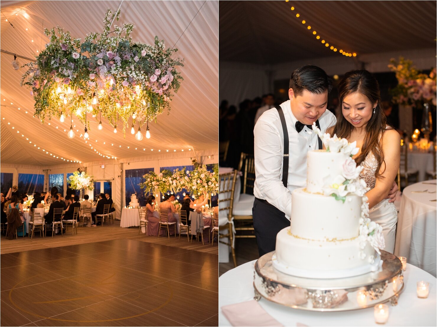 Bride and Groom Cutting Cake