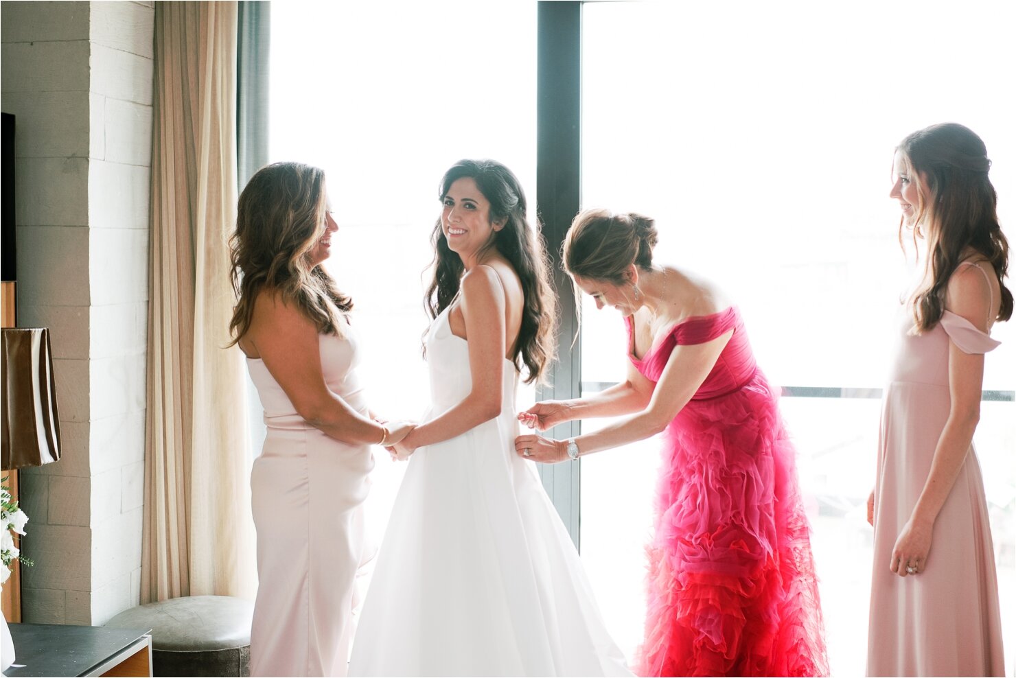 Bride and Bridesmaids Getting Ready at 1 Hotel Brooklyn