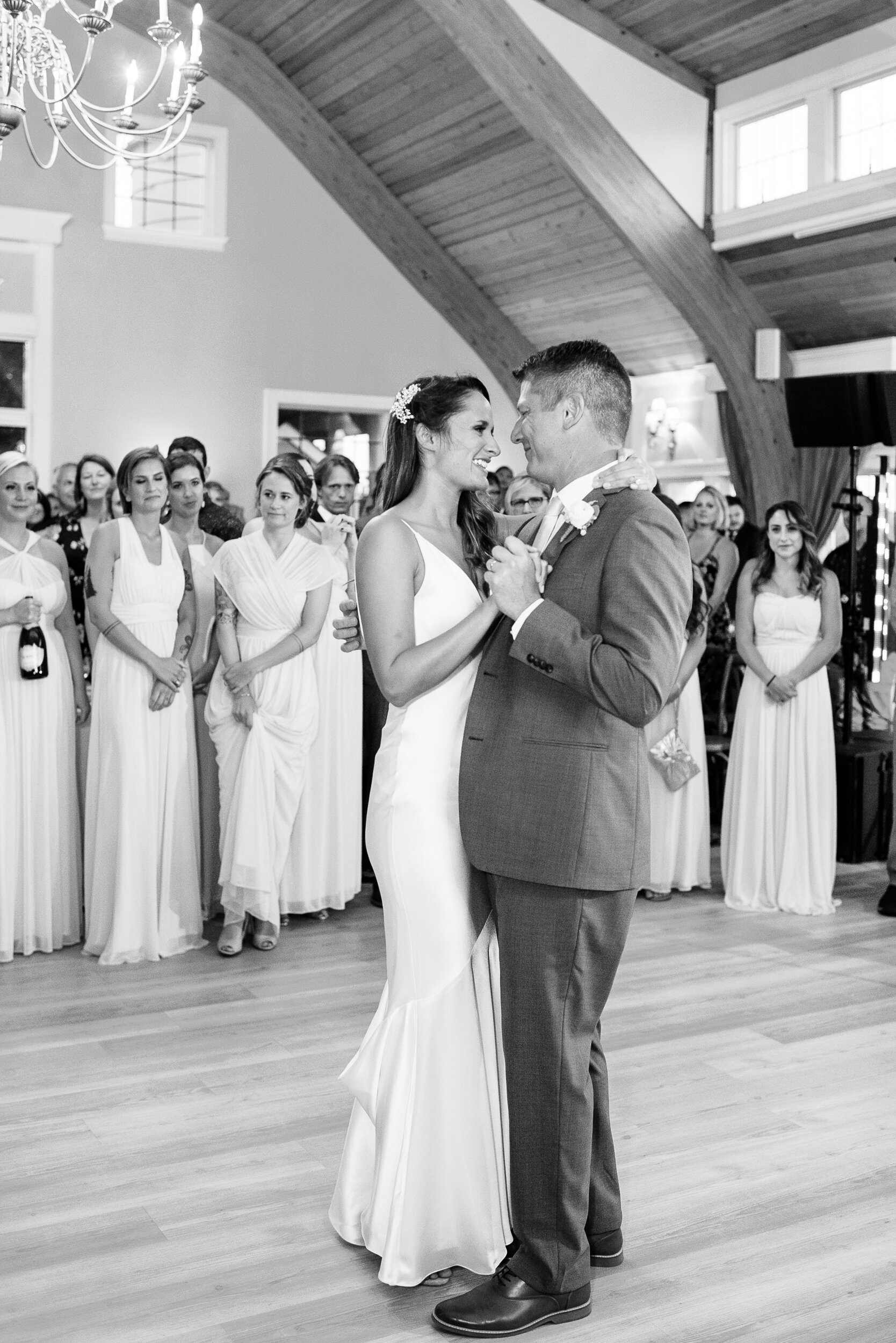 First Dance inside Reception Barn at Bonnet Island Estate