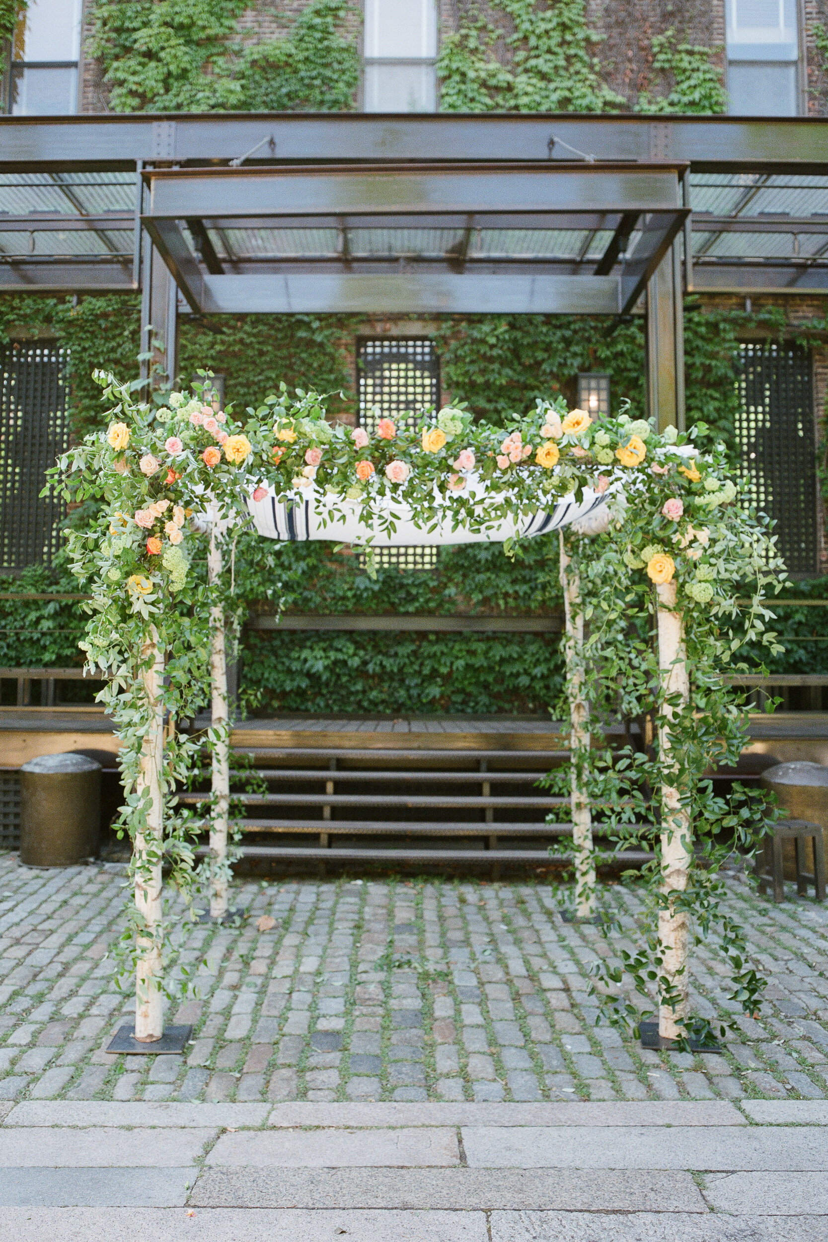 Bright Floral Chuppah with Birch 