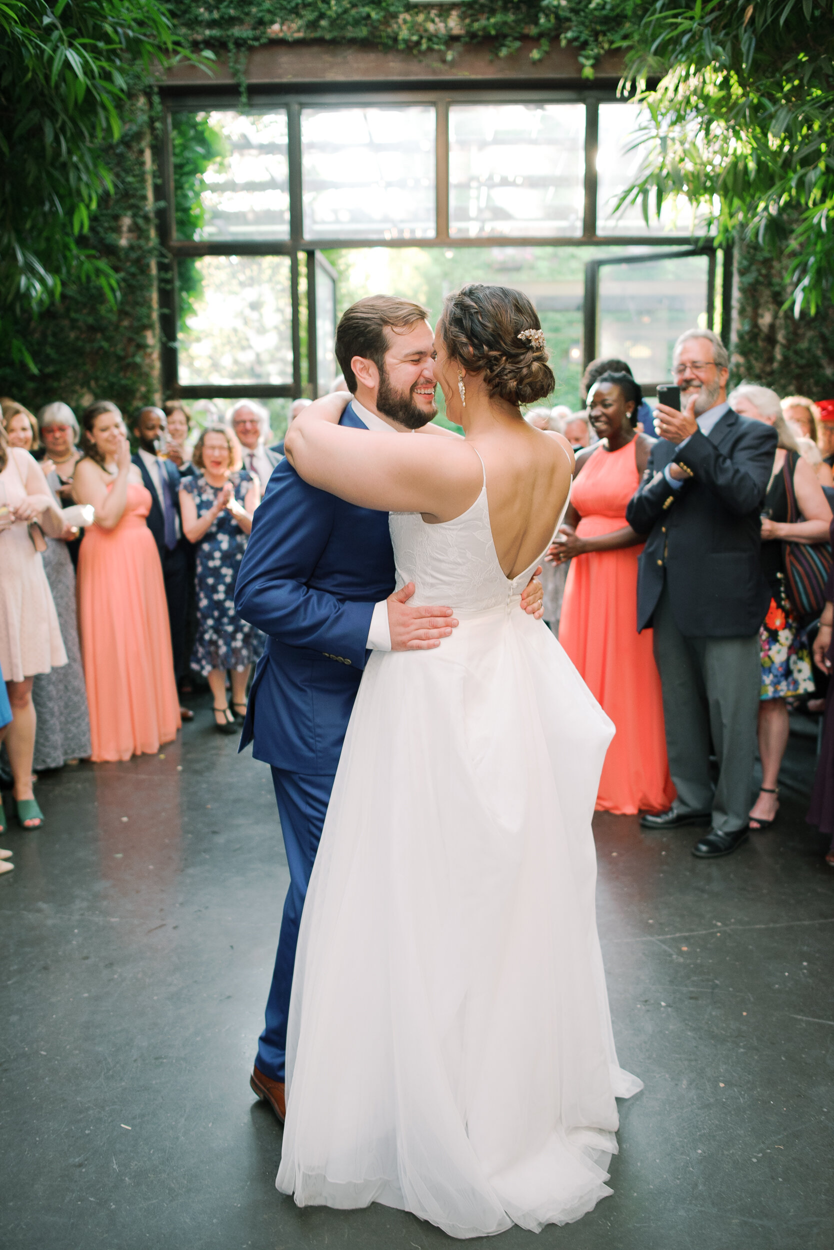 Bride and Groom First Dance in Greenhouse at The Foundry, Long Island City