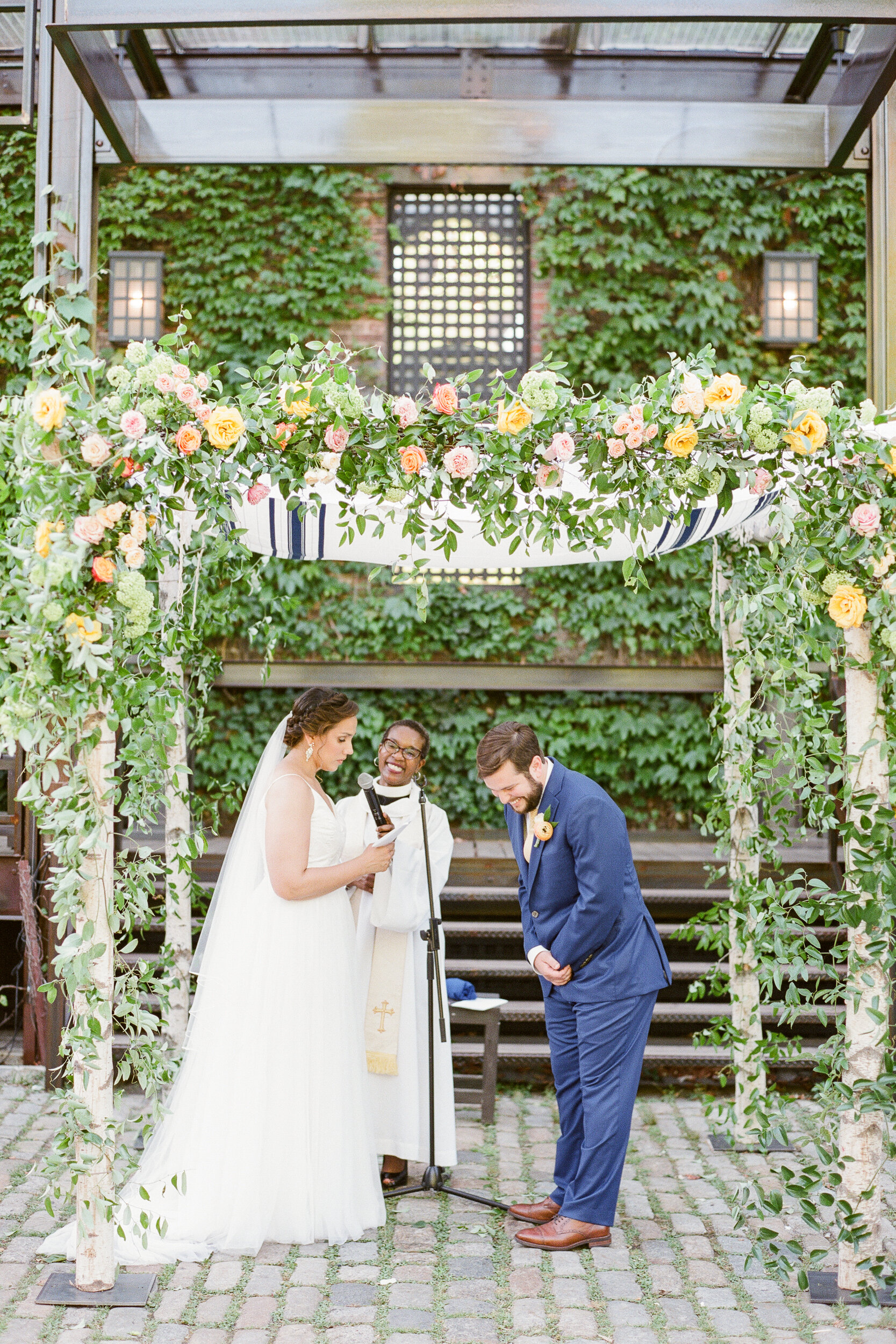 Bride and Groom Getting Married Outside at The Foundry