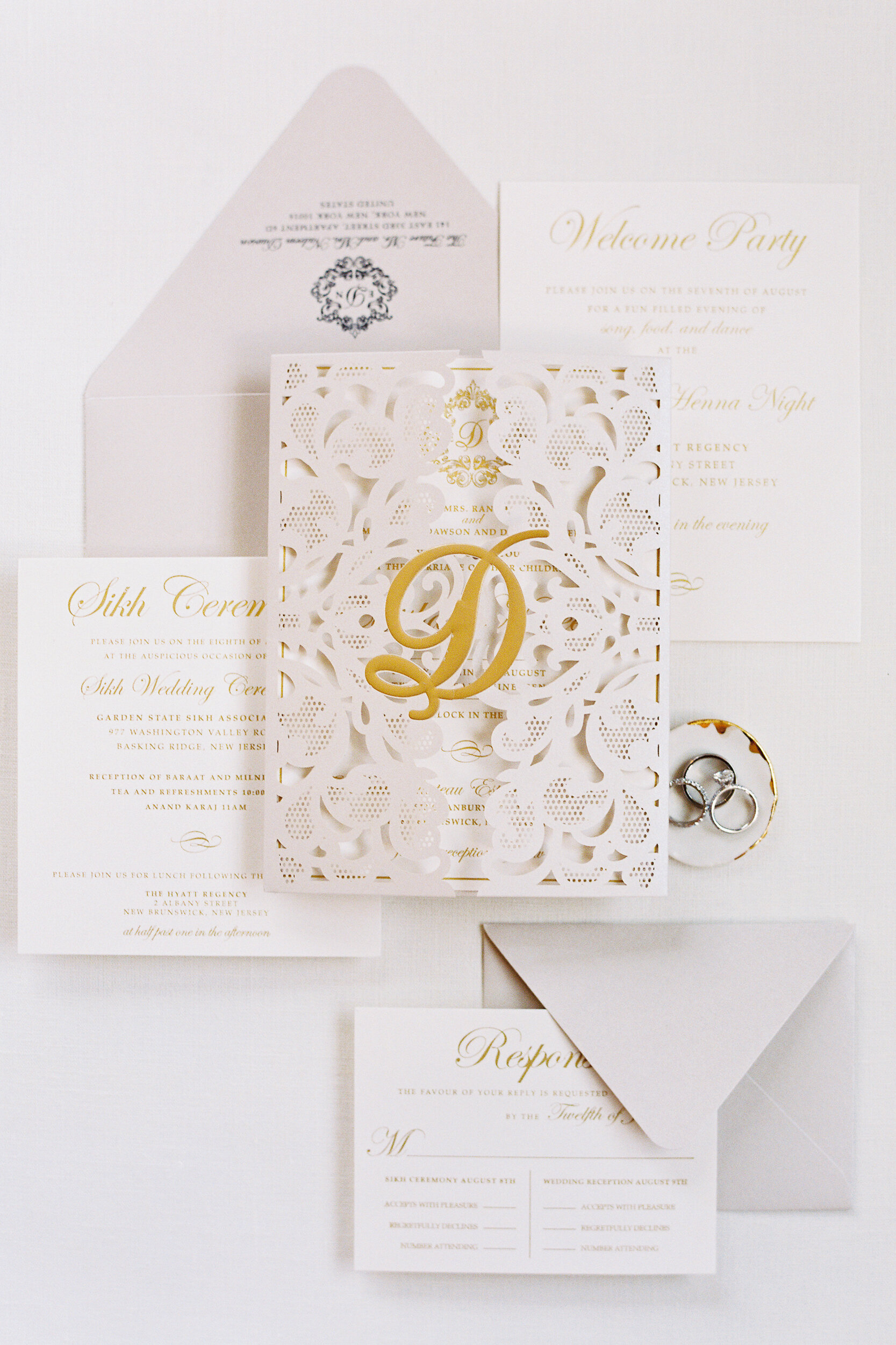 Gold and Ivory Lasercut Wedding Invitations