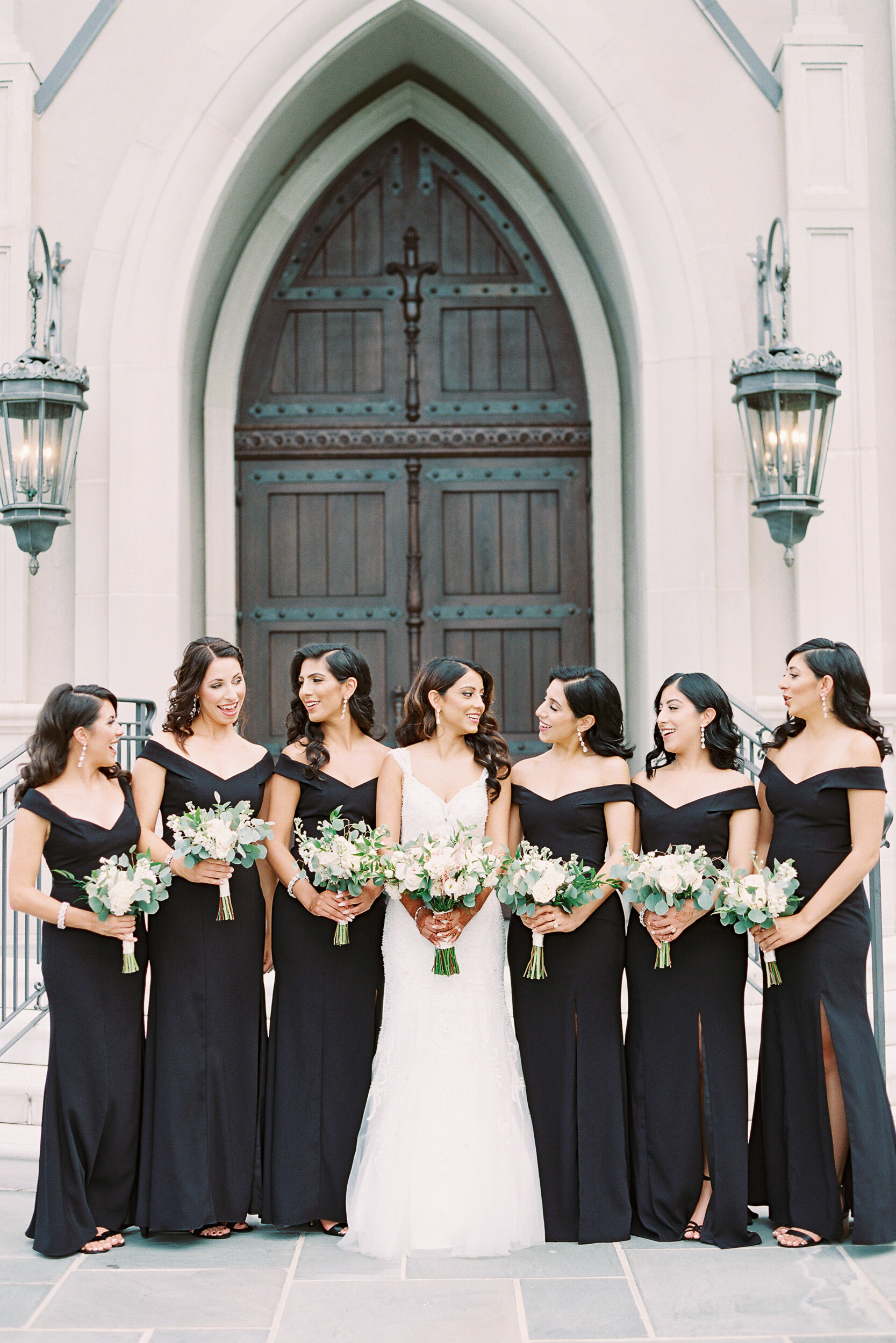 Bridesmaids in Black Dresses