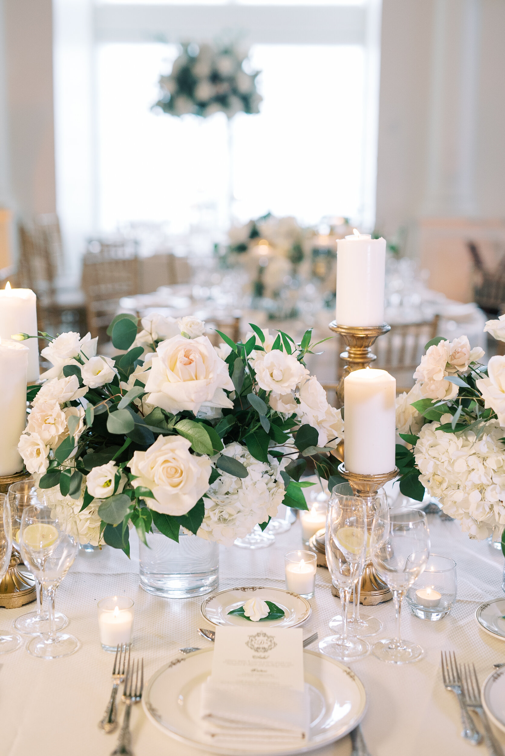 Luxury White, Green, and Gold Reception Decor at The Park Chateau