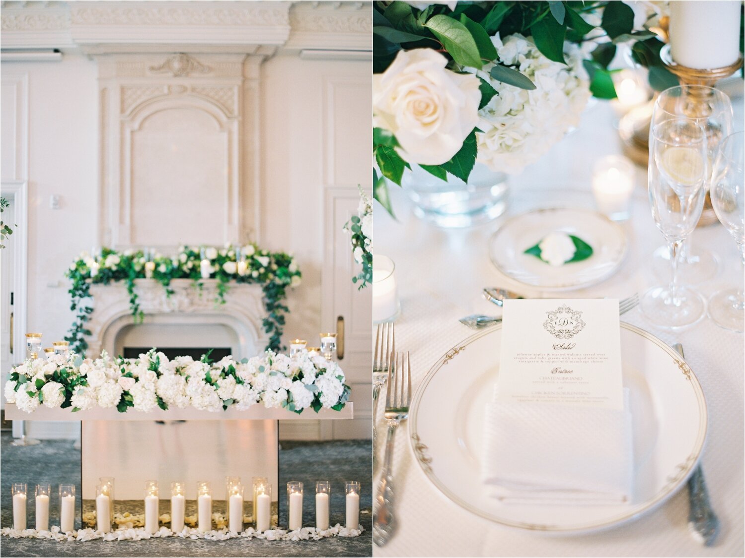 Luxury White, Green, and Gold Reception Decor at The Park Chateau
