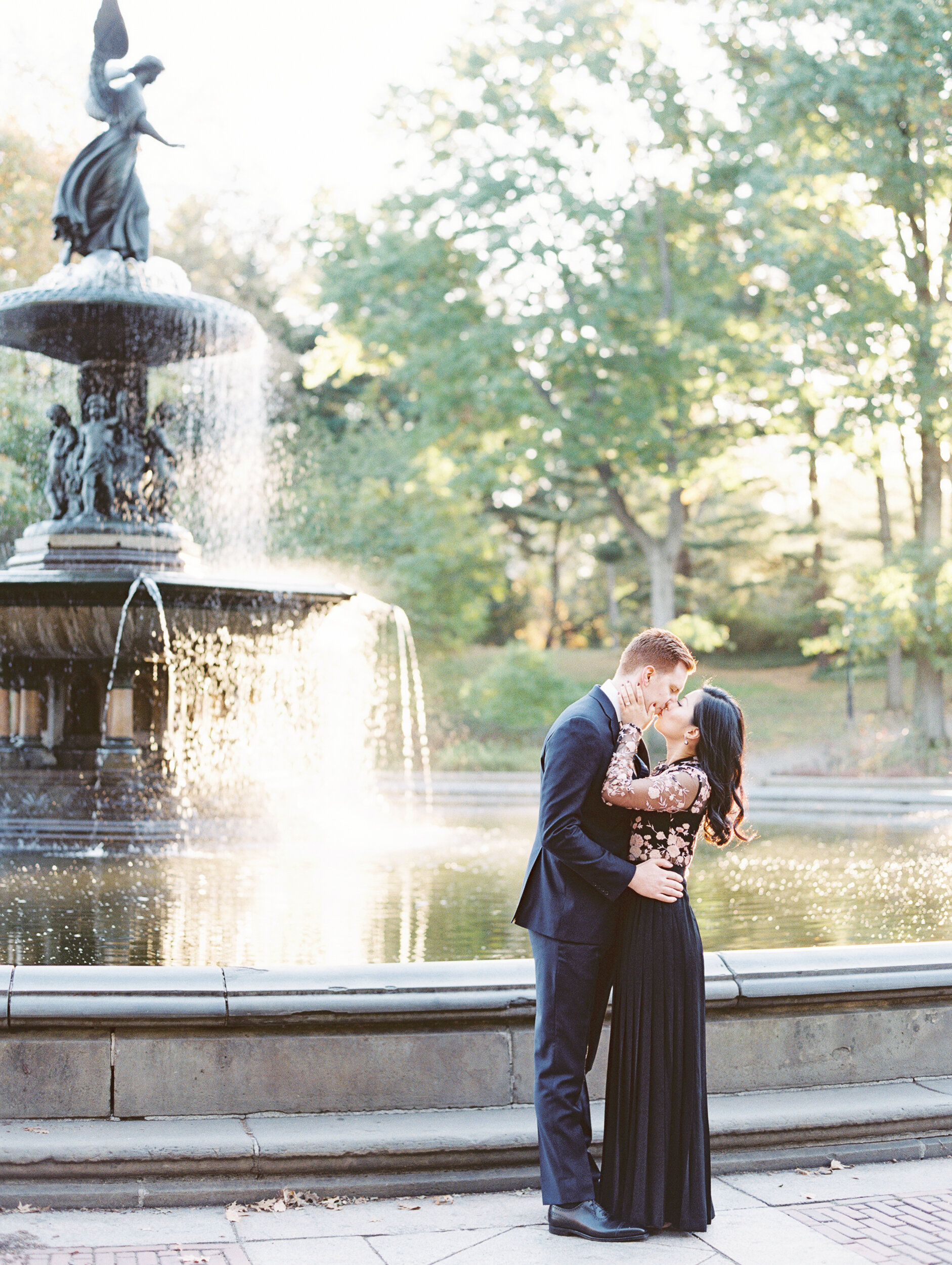 Kissing in Front of Bethesda Fountain in Central Park, NYC