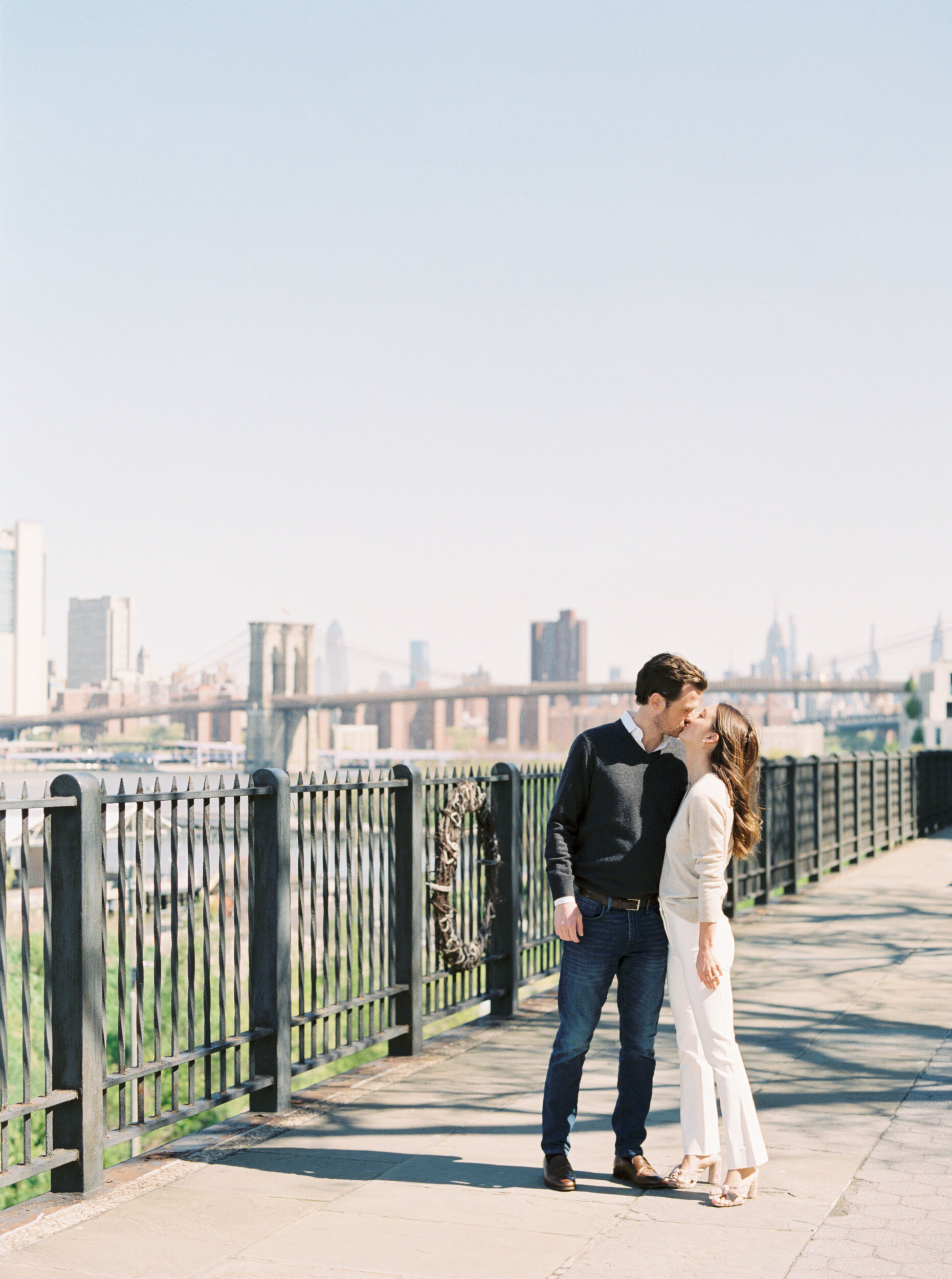 Couple Kissing on Brooklyn Promenade