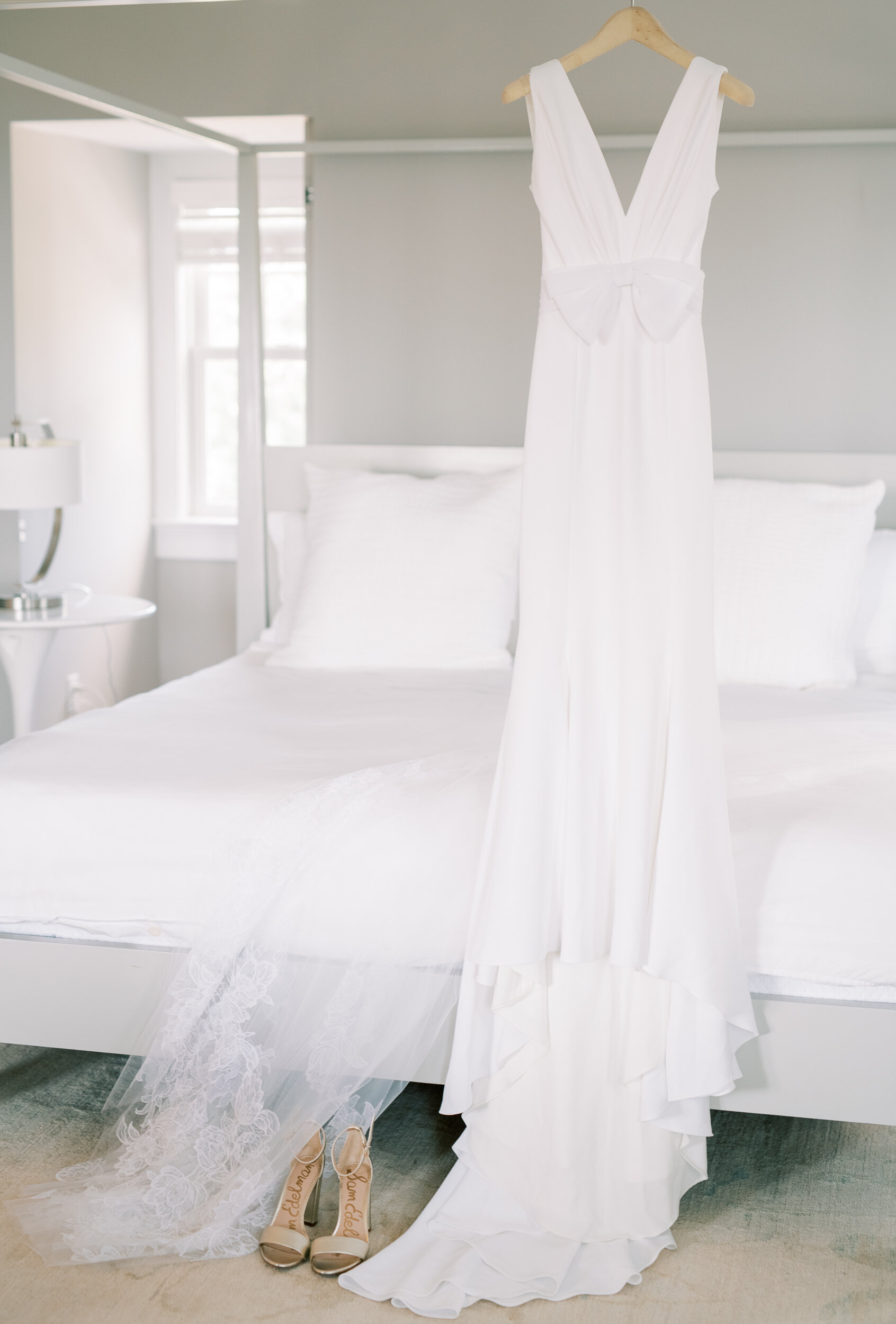 White Wedding Dress with Bow Detail