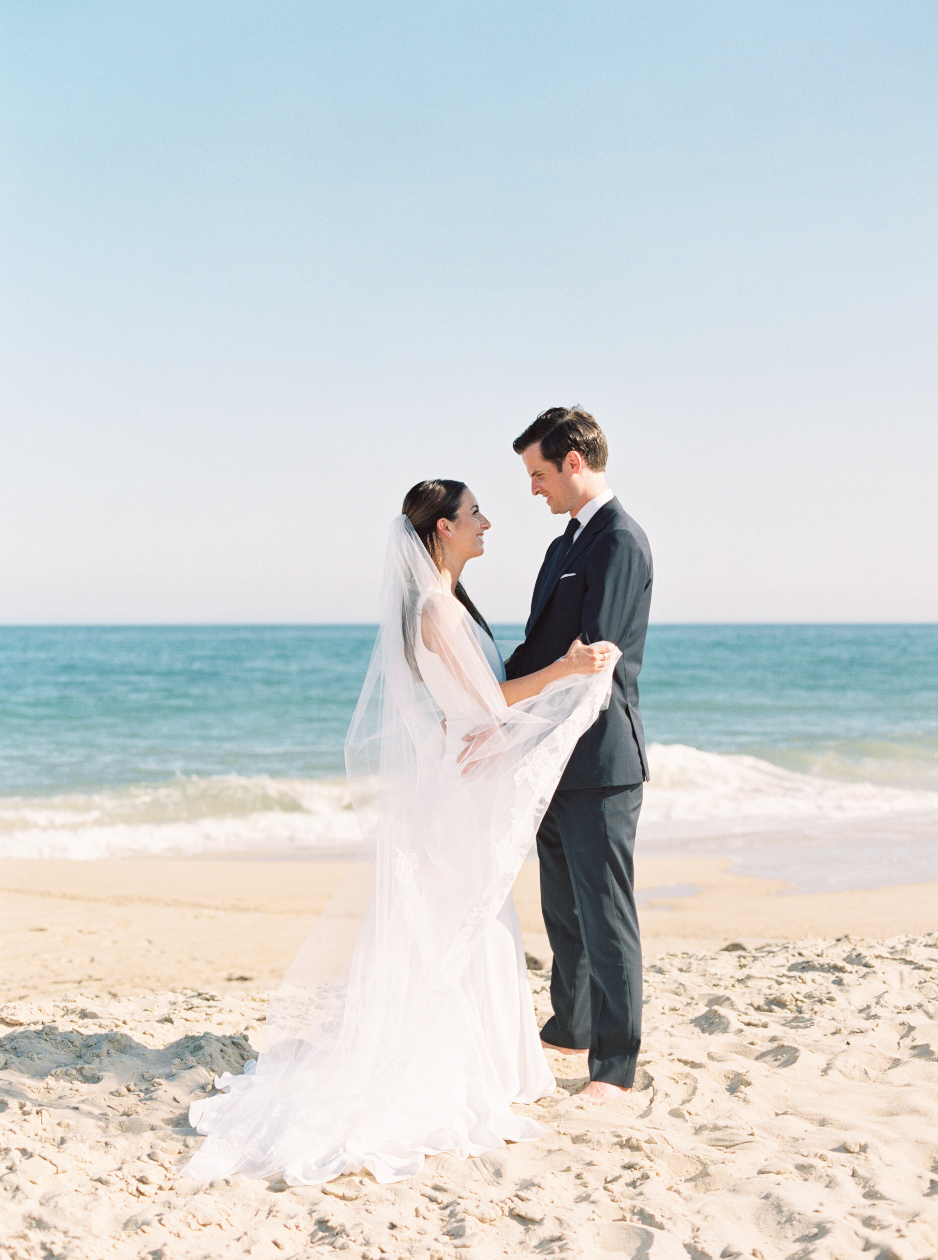 Bride and Groom Beach Portrait at Micro Wedding Photography in the Hamptons