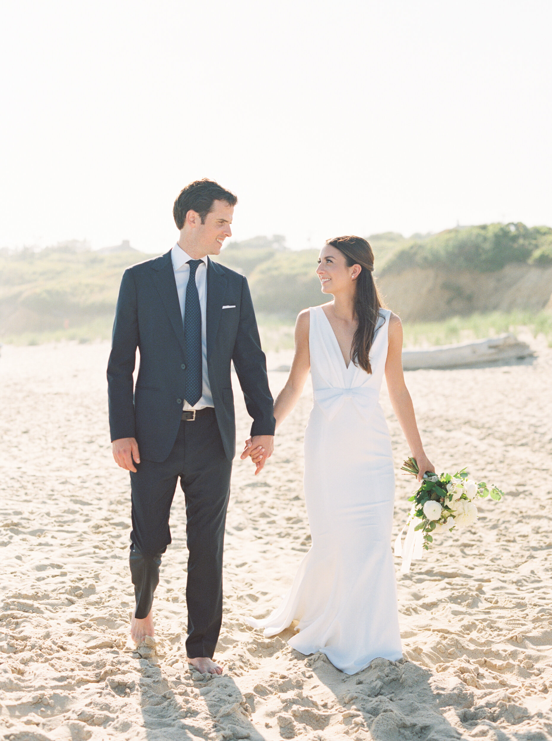 Bride and Groom Beach Portrait at Micro Wedding Photography in the Hamptons