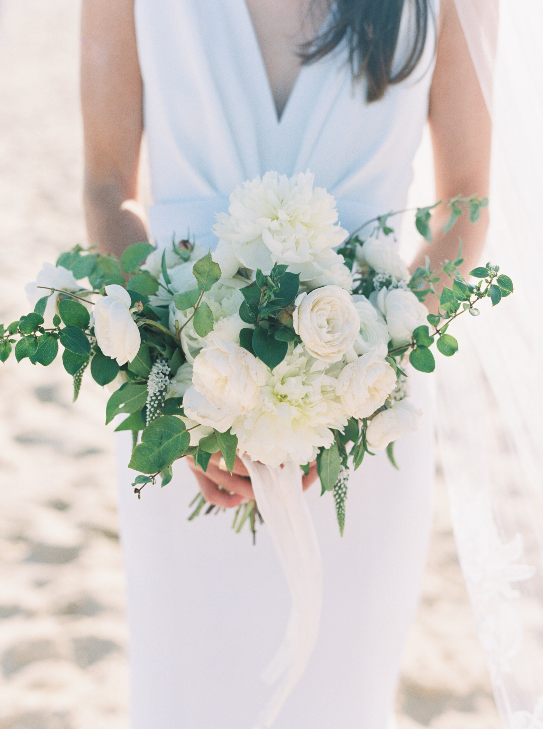 Bride Portrait on the beach at Micro Wedding in the Hamptons