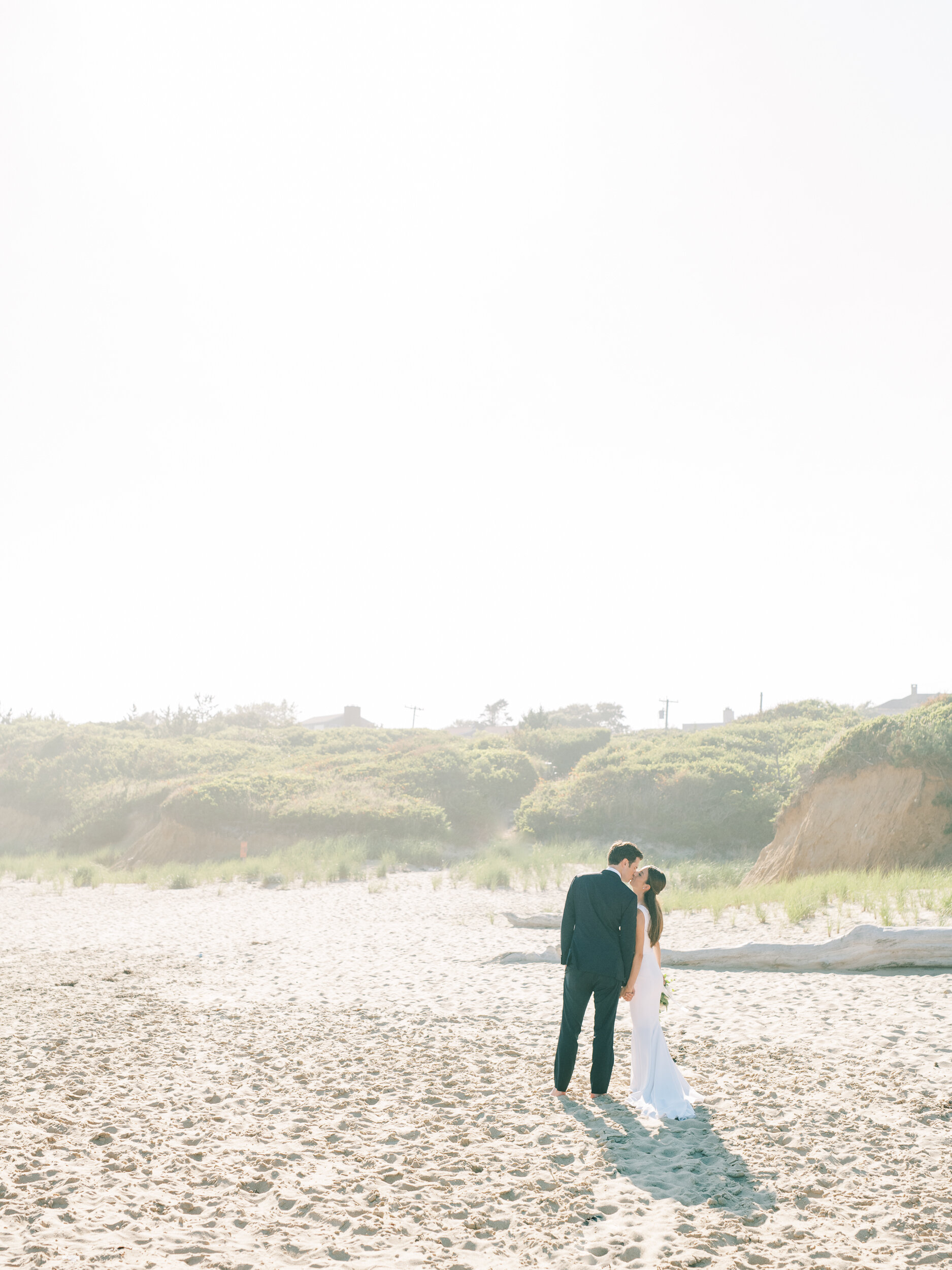 Bride and Groom on beach Micro Wedding Photography in the Hamptons