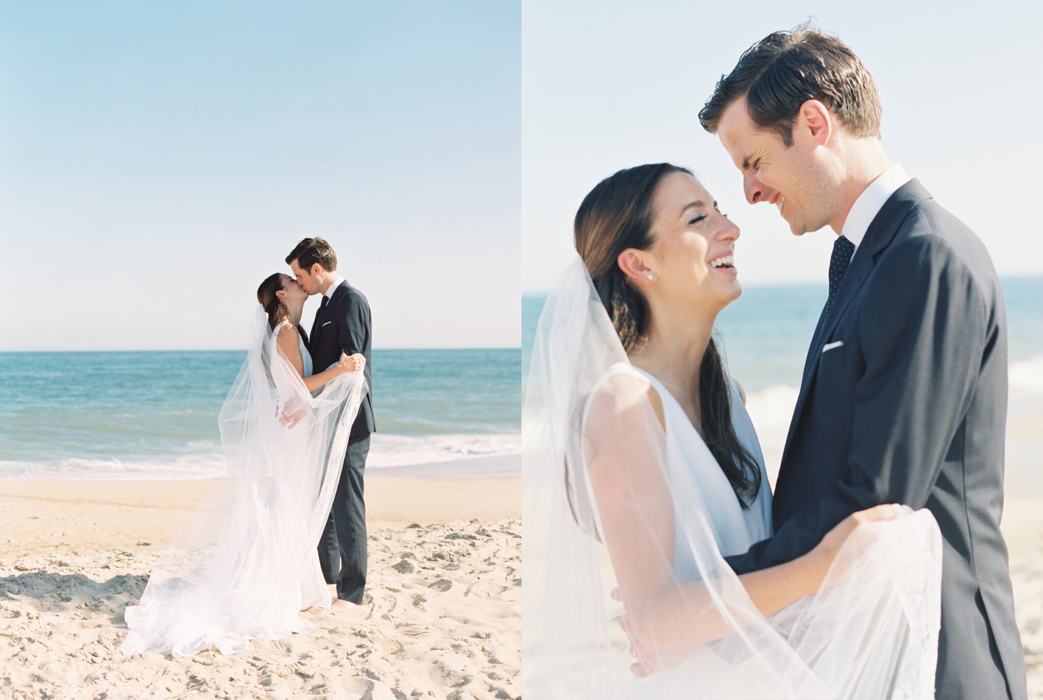 Bride and Groom Wedding Photos on Montauk Beach