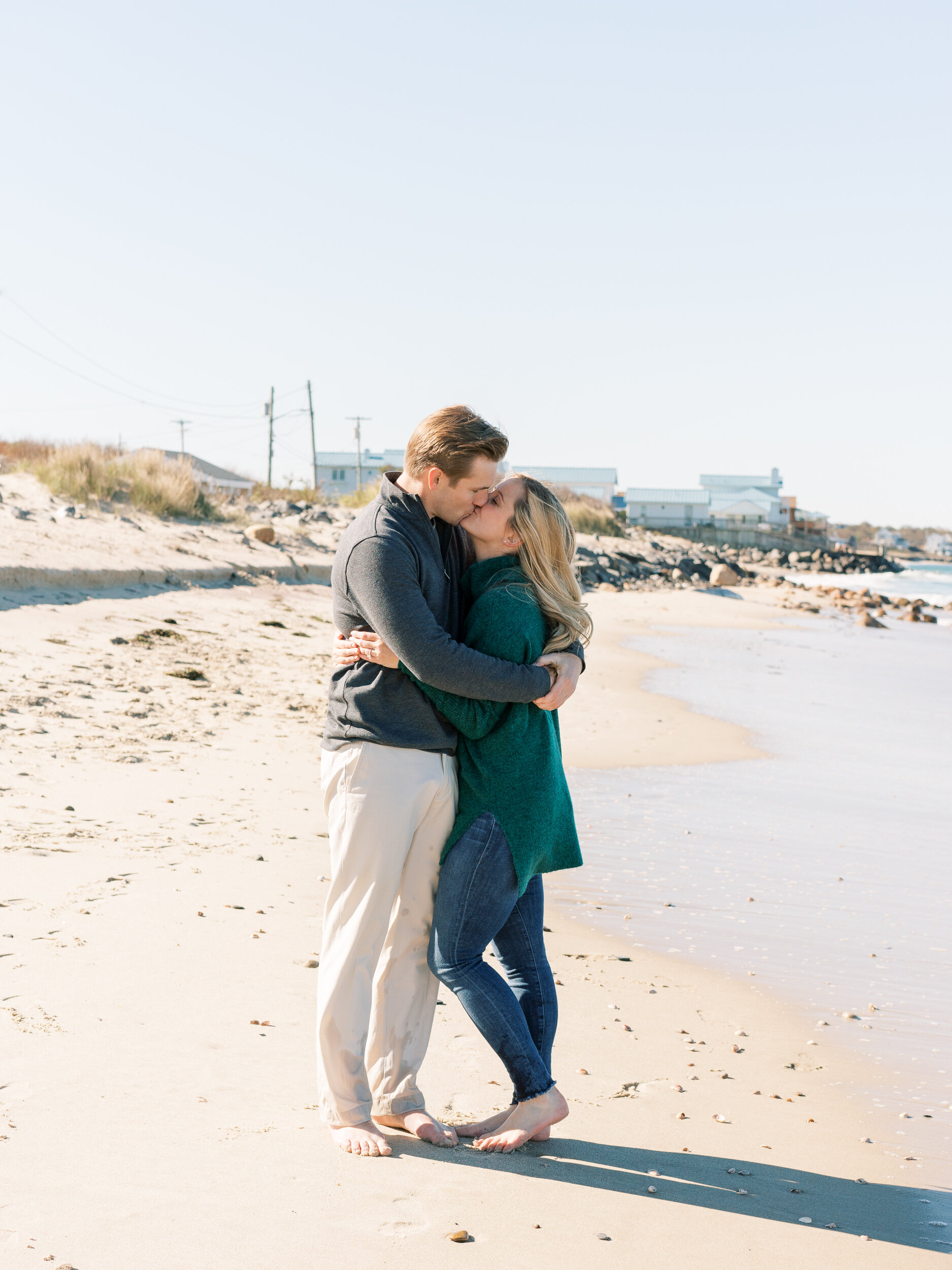 Engagement photos on beach in Montauk