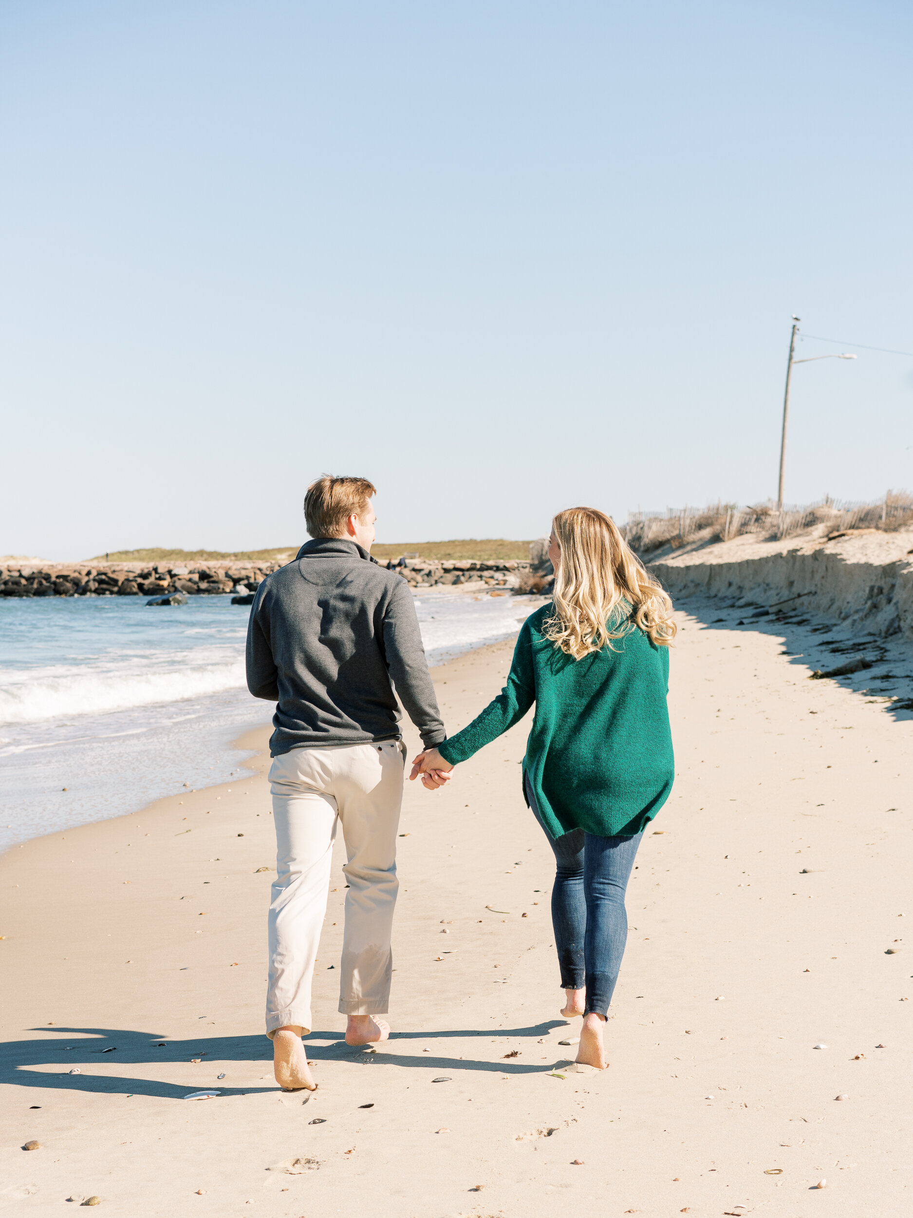 Engagement photos on beach in Montauk