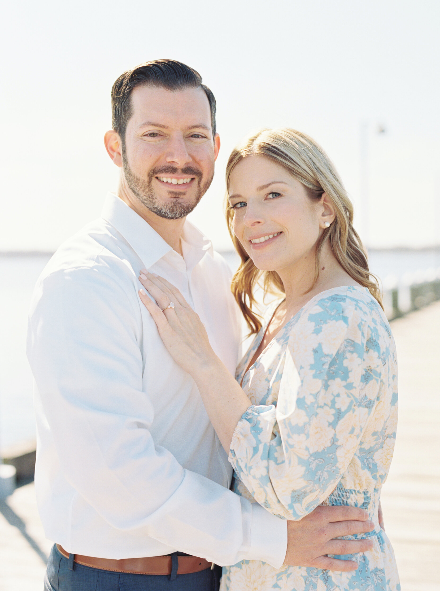 Engagement photos on pier in Greenport 