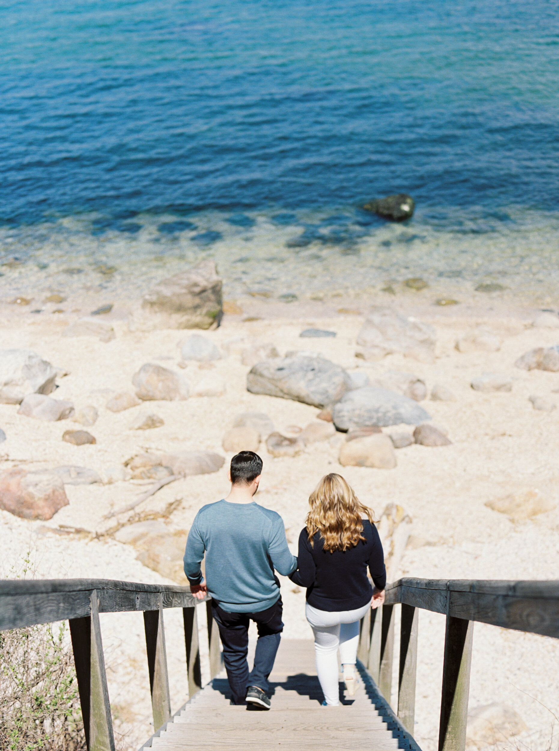 Engagement photos on beach in Greenport, NY